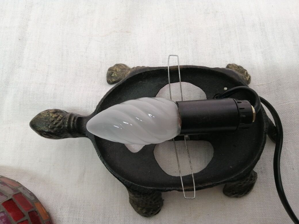 Mosaic and fonte glass turtle lamp