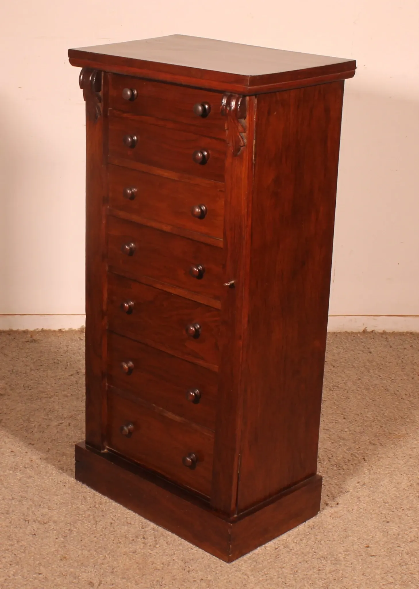 19th-century walnut Wellington commode