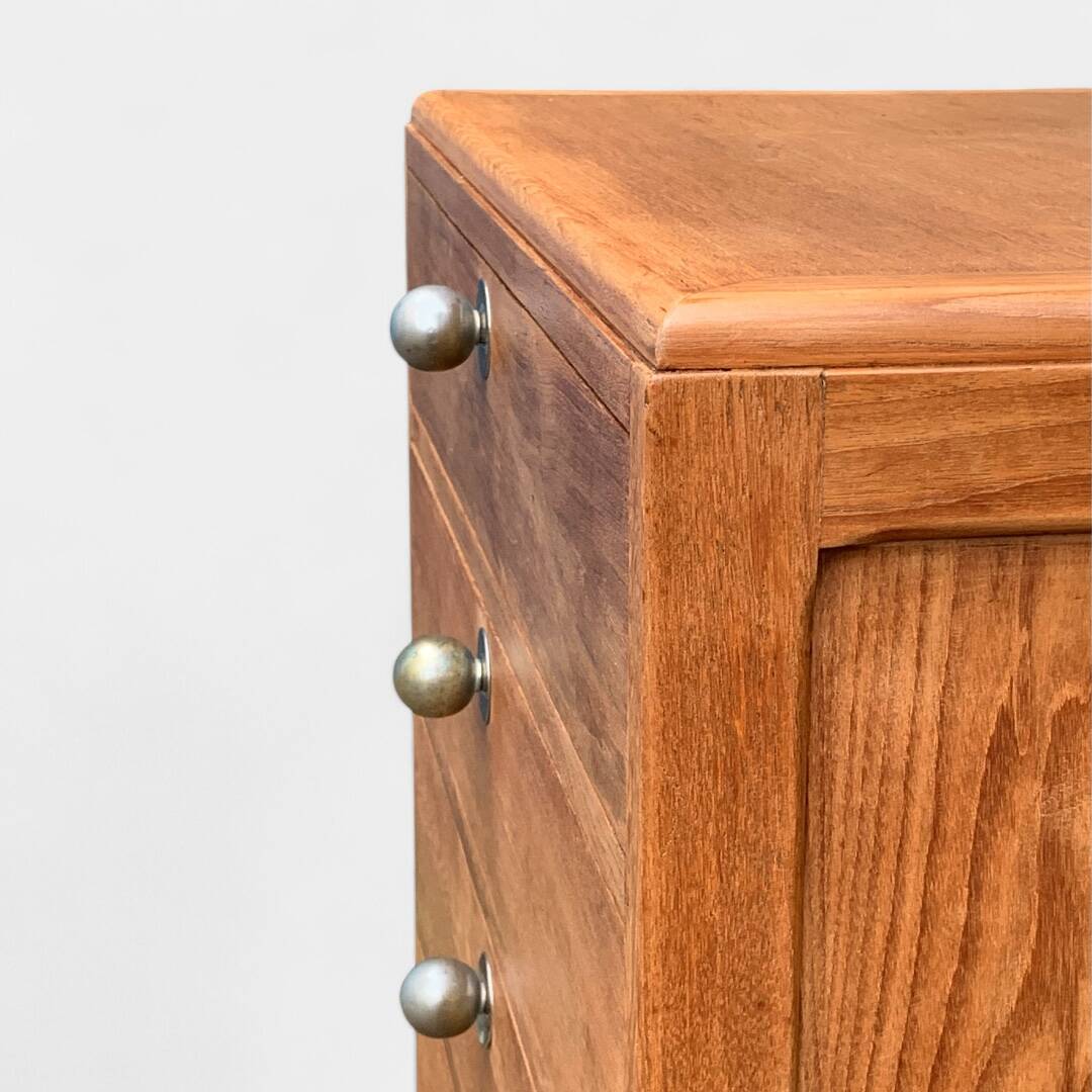 Vintage chest of drawers in solid raw wood from 1950