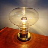 Lampe de table Space Age en laiton et verre transparent, 1960-70