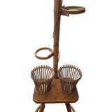 Vintage Rattan Lamp With Plant Pots, 1950/60s