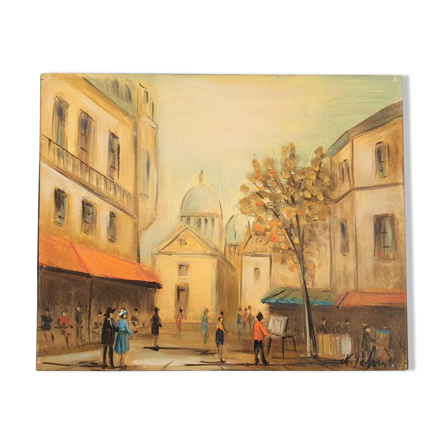 Oil on canvas by French painter Michel PABOIS - Paris: the place of the mound