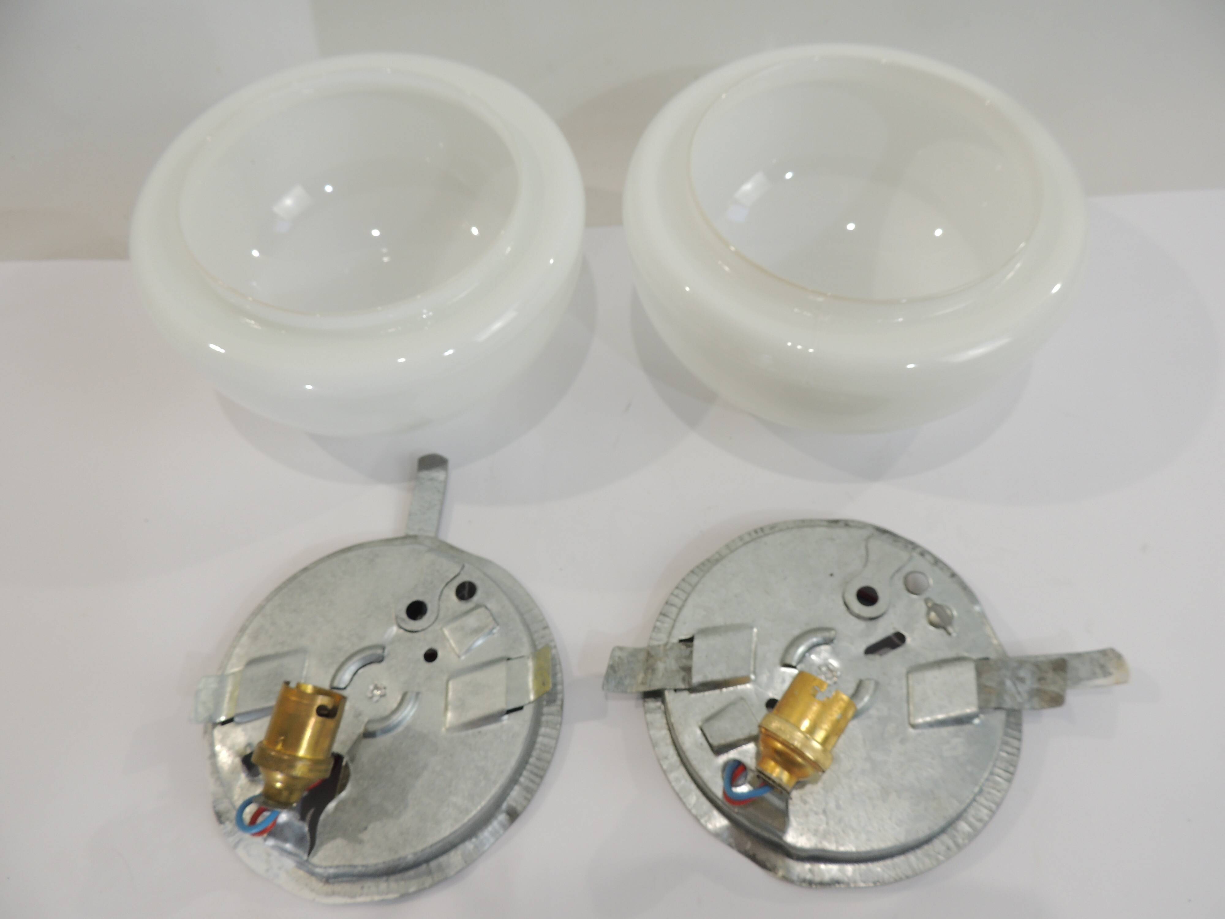 Vintage opaline ceiling lamp pair