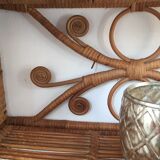 Vintage peacock rattan shelf