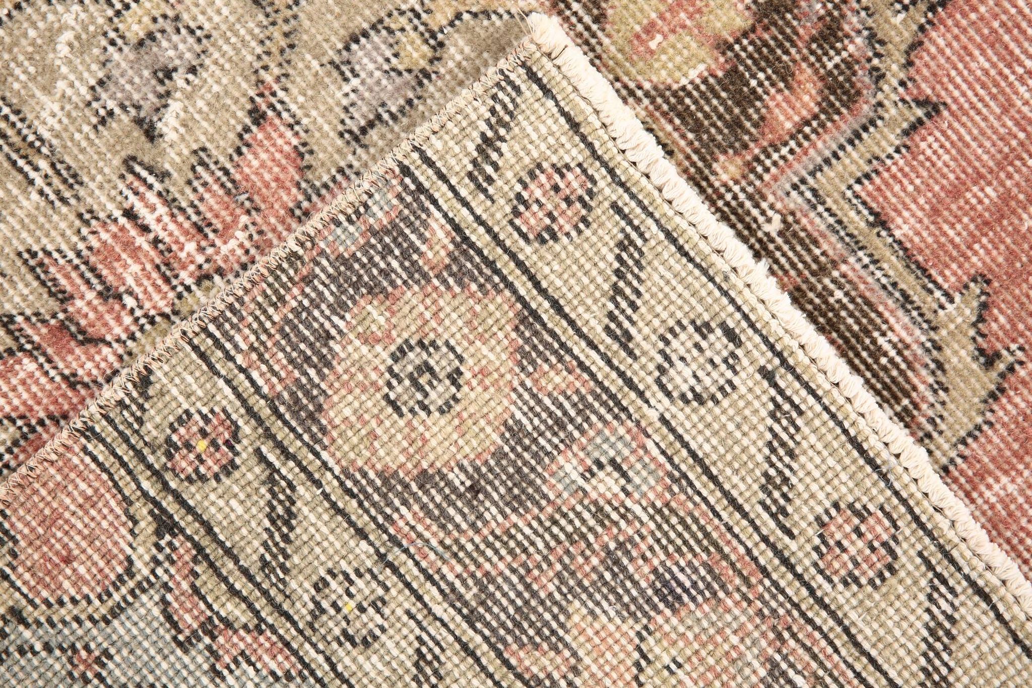 3x13 Pale Red Vintage Runner Rug, 85x388Cm