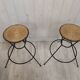 Vintage wicker bar and its two stools