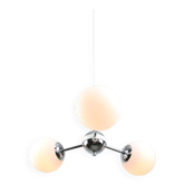 Lustre Spoutnik Vintage en Chrome et Opaline, Italie, 70s