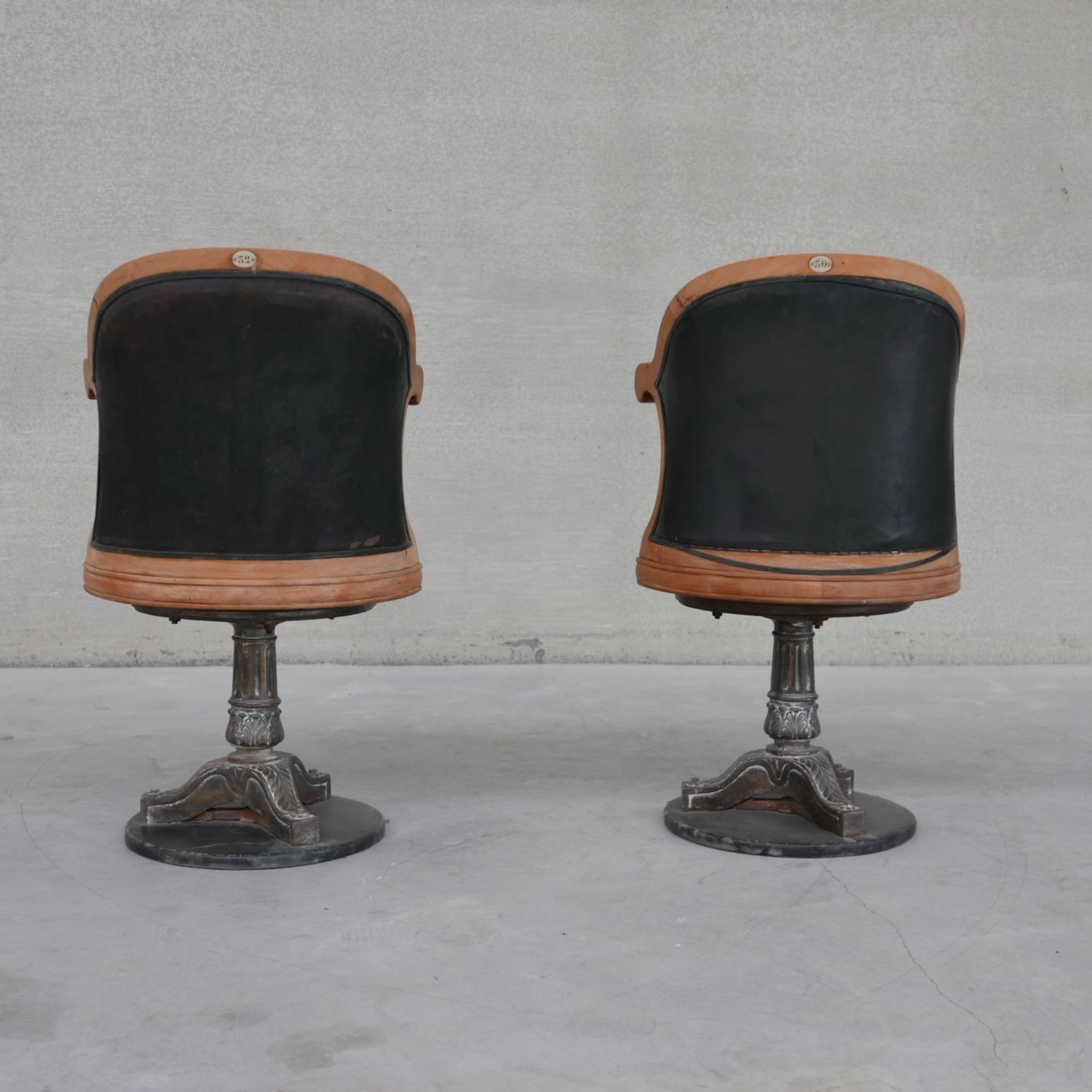 Pair of antique 'captain's" swivel office chairs