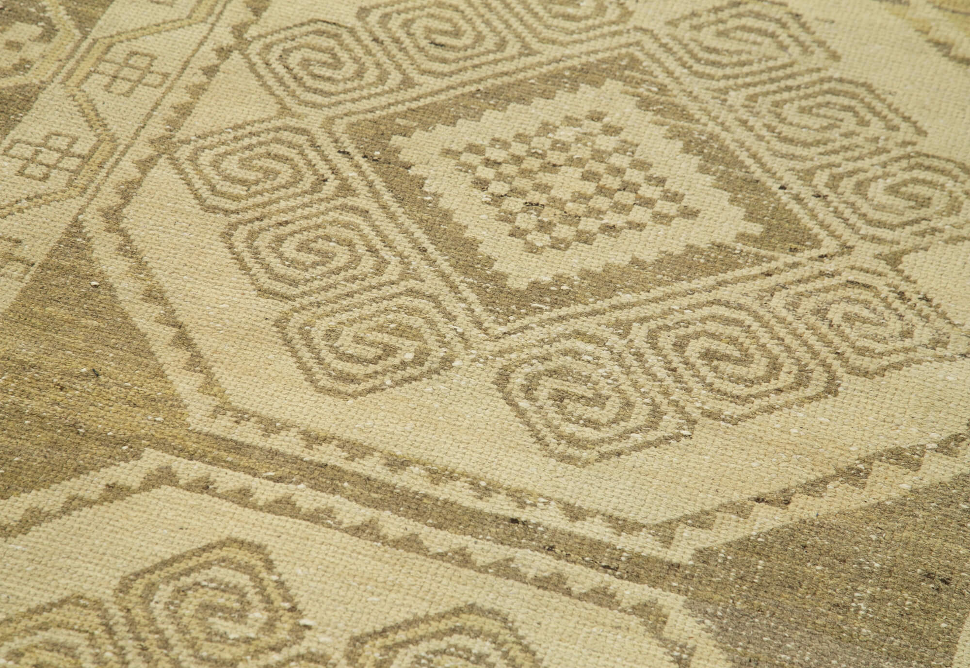 1960s Handmade Unique Oriental Beige Carpet 103 cm x 292 cm