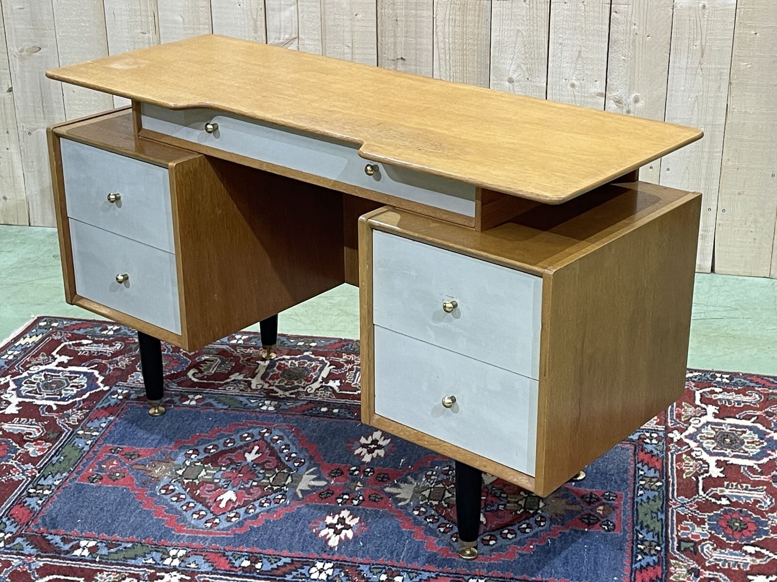 English office of the 70s in blond oak