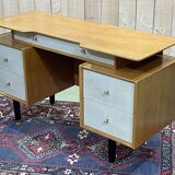 English office of the 70s in blond oak