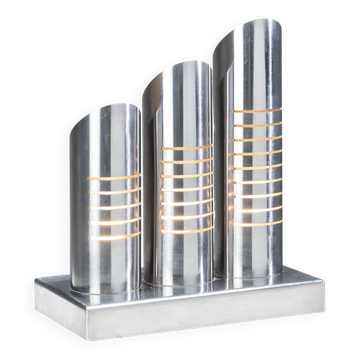 Triple column table lamp in stainless steel by Goffredo Reggiani