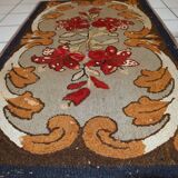 Tapis Hooked Antique Américain, Début XXe Siècle, Motifs Floraux