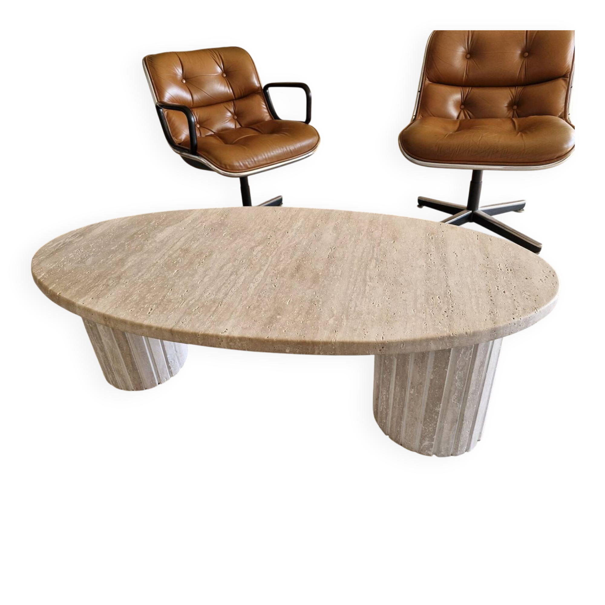 Beige travertine coffee table avenue