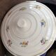 Vintage soup tureen with Art Deco flowers, opaque porcelain, Versailles.