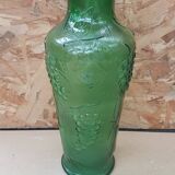Old green molded glass vase vintage grape cluster decor