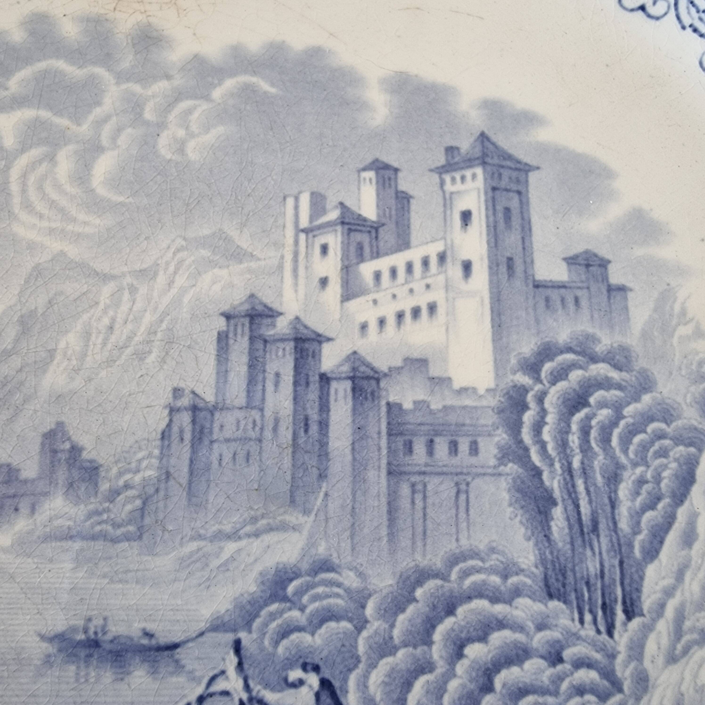 Large English Staffordshire "Rhine" Porcelain Platter or Tray from 1870