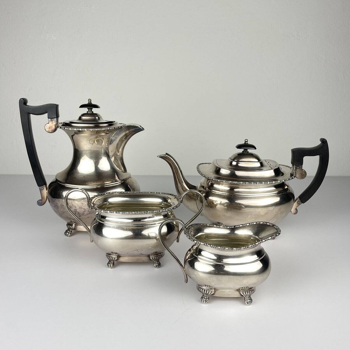Service à thé en argent, Sheffield, Angleterre, années 1930, set de 4