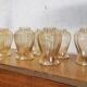 Set of 7 amber glass globes