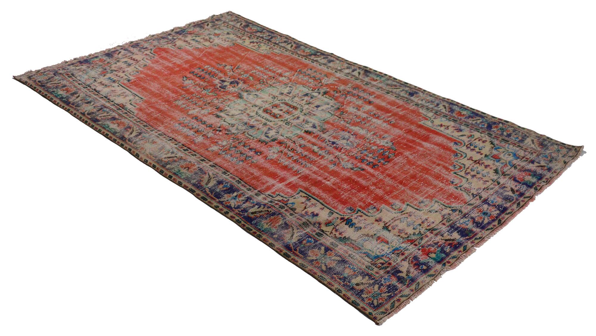 One-of-a-kind turkish handwoven vintage rug - rustic vintage charm 301x 184 cm