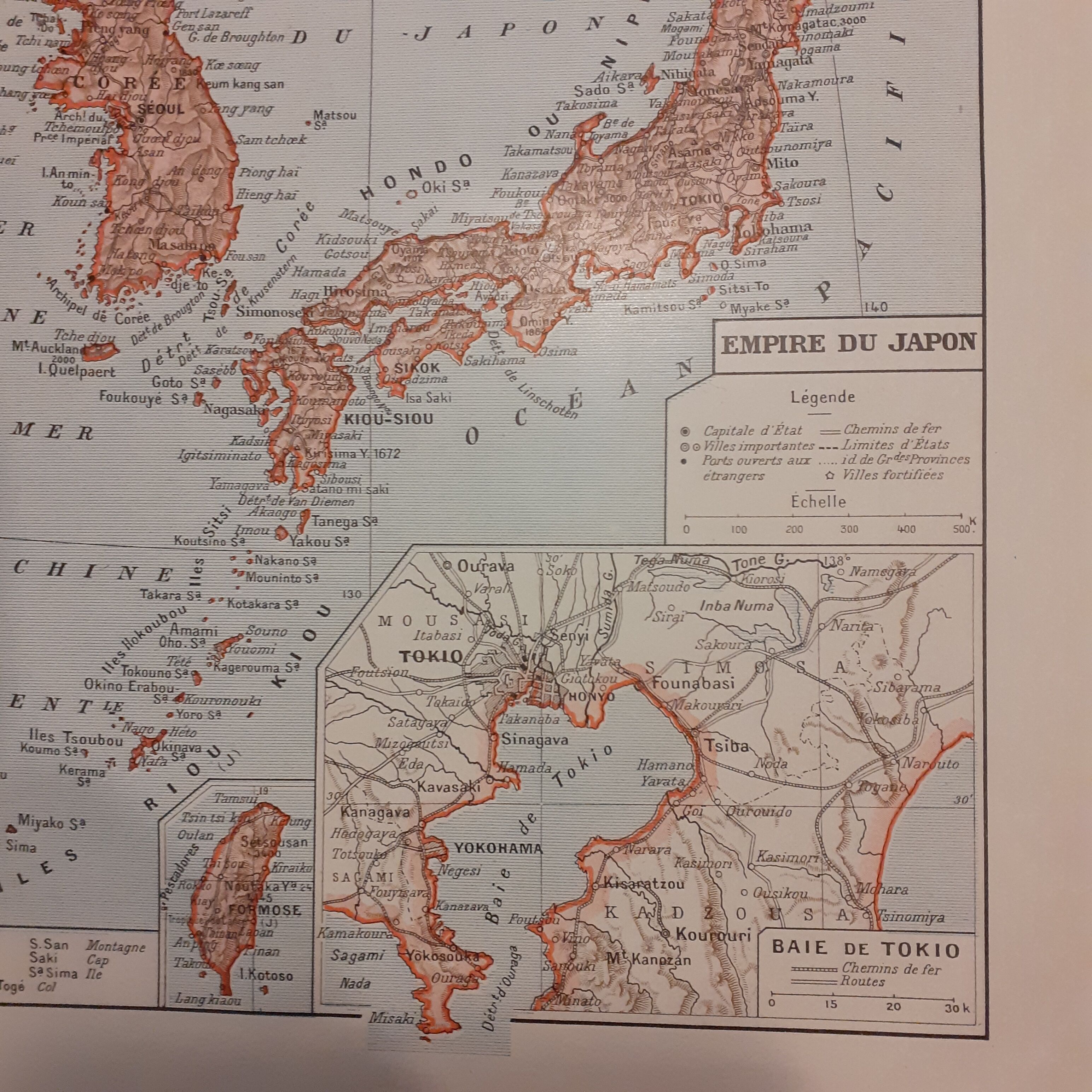 Old map of Japan from 1922