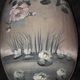 Ancient Boïte for egg-shaped treats in hand-painted silk