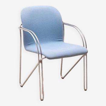 Fauteuil vintage bleu et chrome