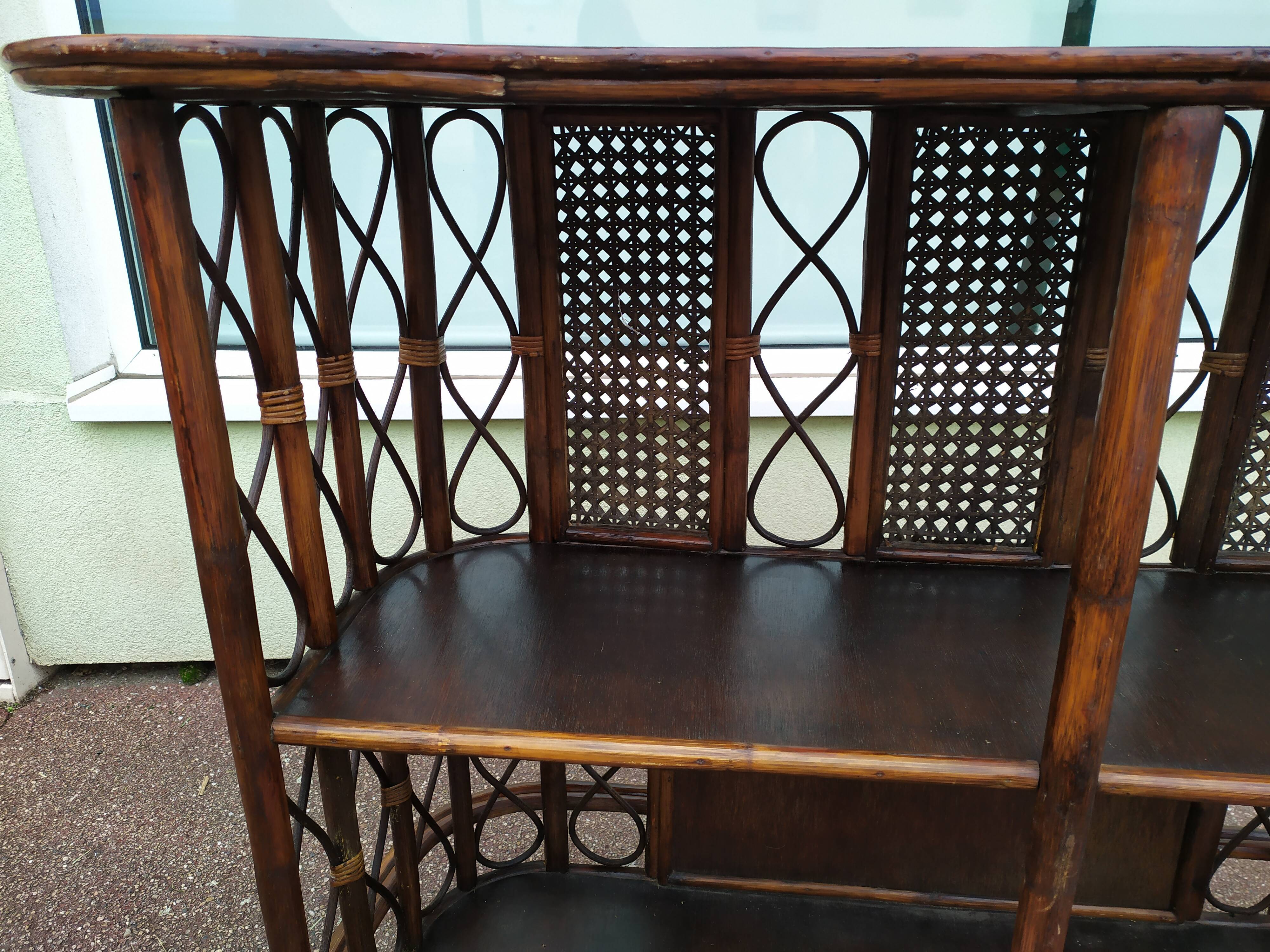 Set Bar + 2 rattan stool bamboo cannage
