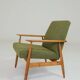Fauteuil en tissu bouclé vert olive, 1960