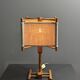 Midcentury Scandinavian pine table lamp with square fabric shade, 1970s