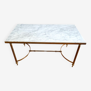 Table basse en marbre et laiton années 60 vintage