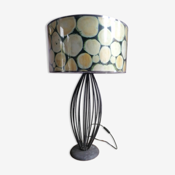 Lamp in wrought iron lampshade tree trunk decoration