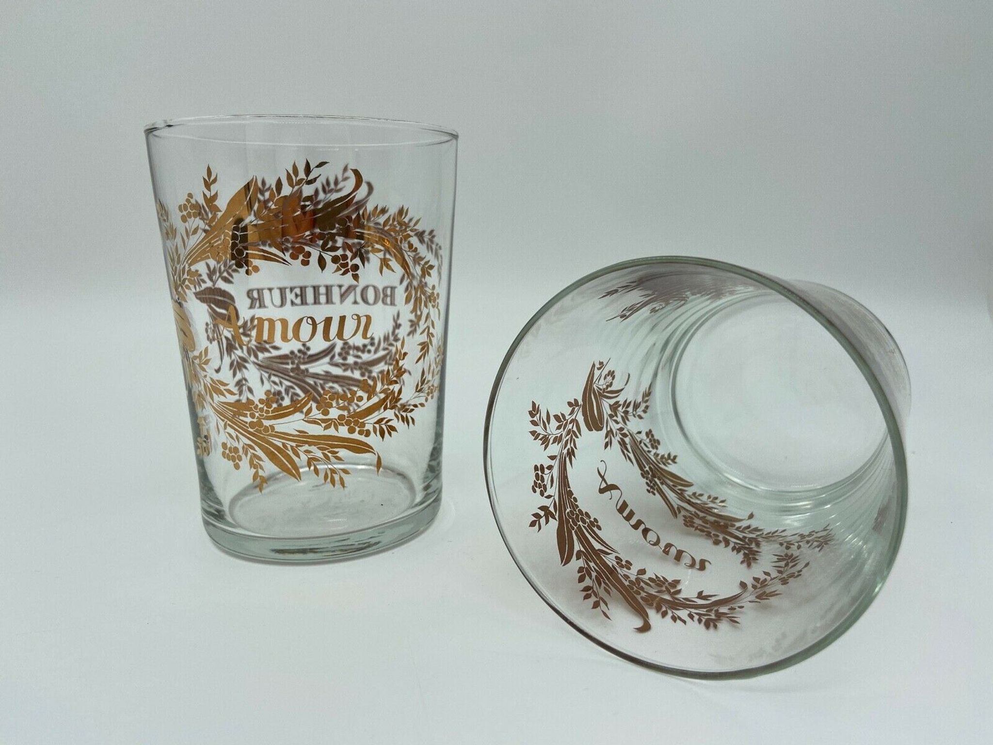 2 glasses napoleon iii love and happiness enhanced gold late xix eme