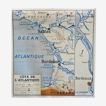 Carte scolaire Rossignol France côte Atlantique