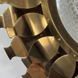 Vintage brass and pressed glass wall light, Sweden, 1960.