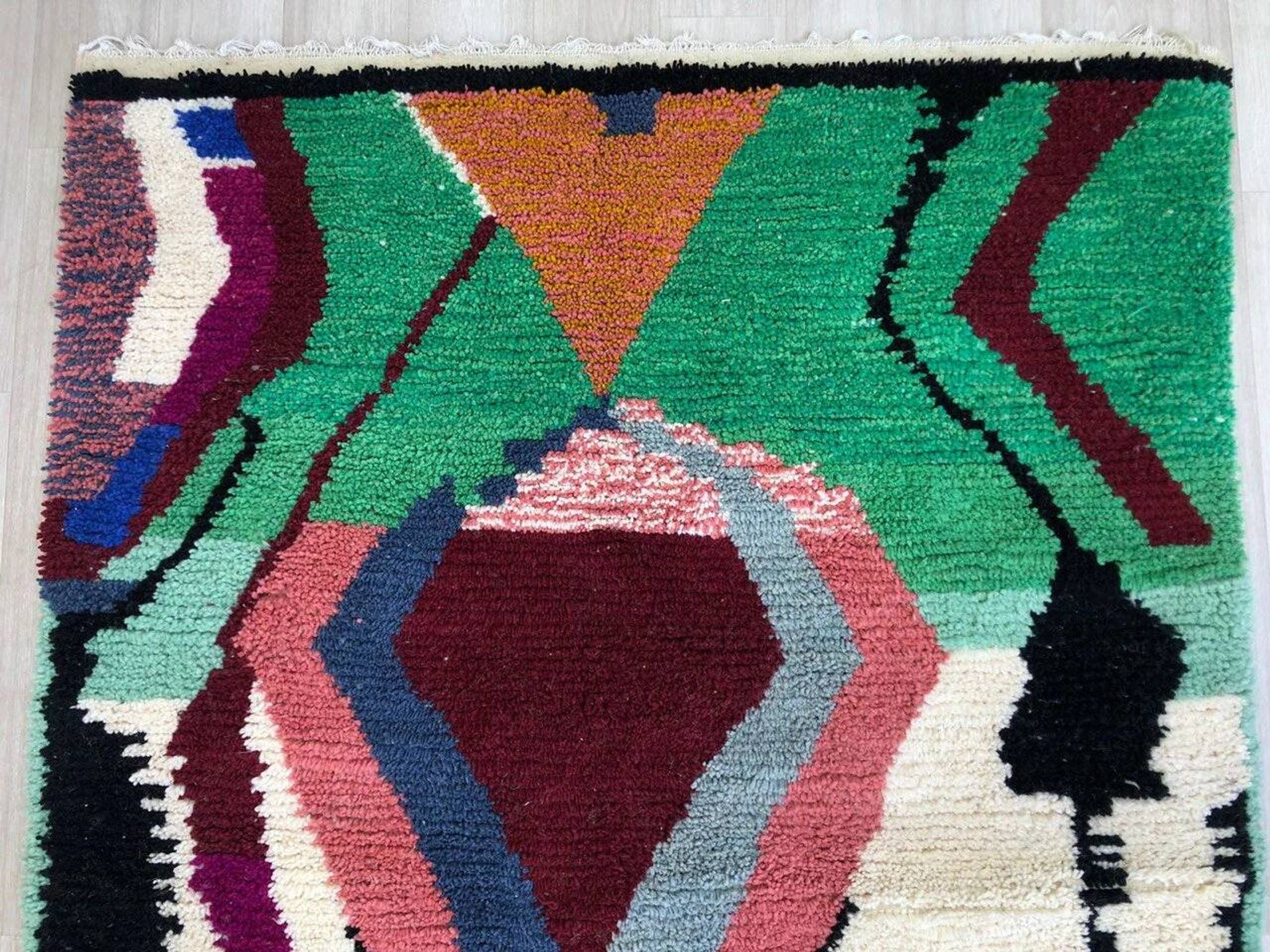 Handmade Berber rug, natural wool, 2.5x1.5 m
