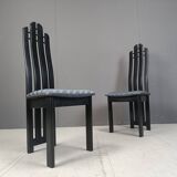 Vintage post modern black wooden dining chairs, 1980s