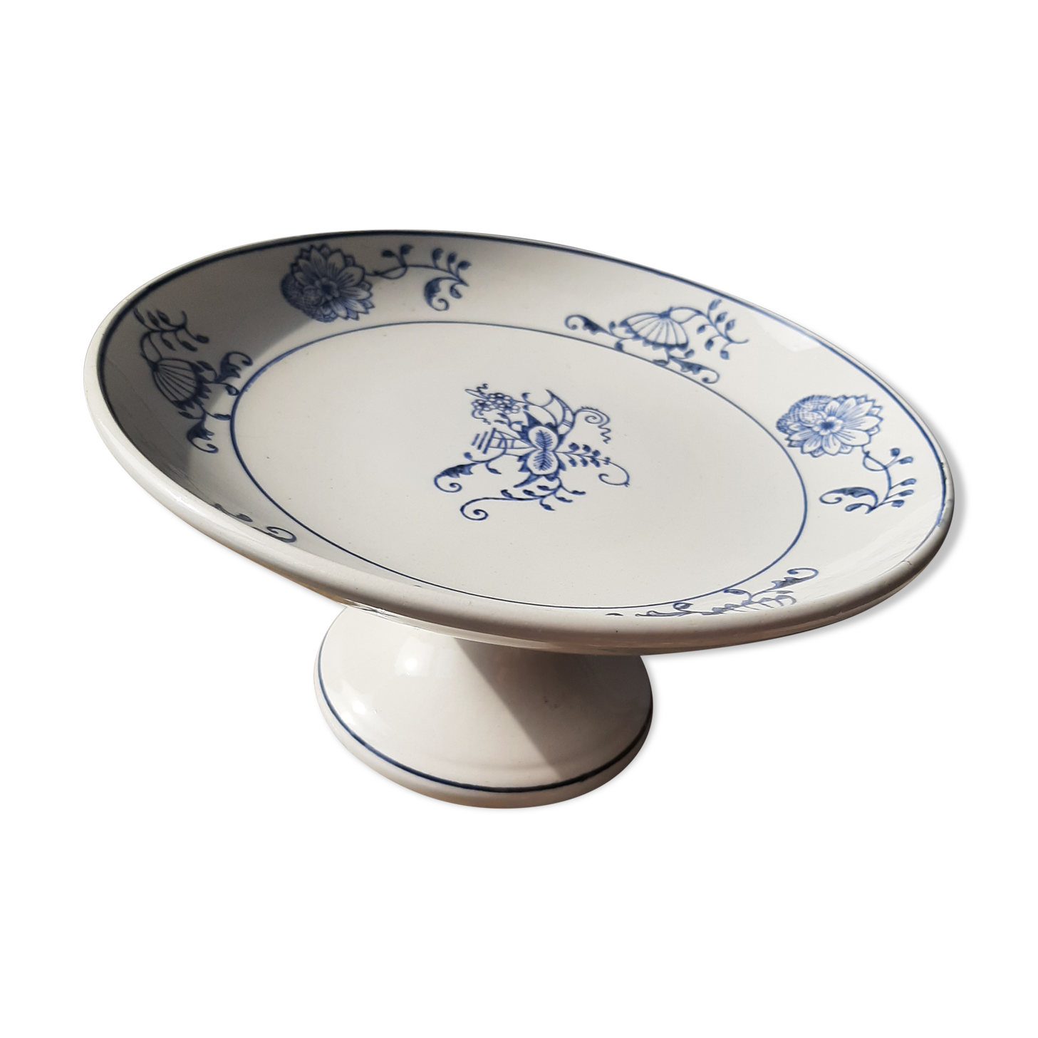 Compotier décor blue flowers St Armand