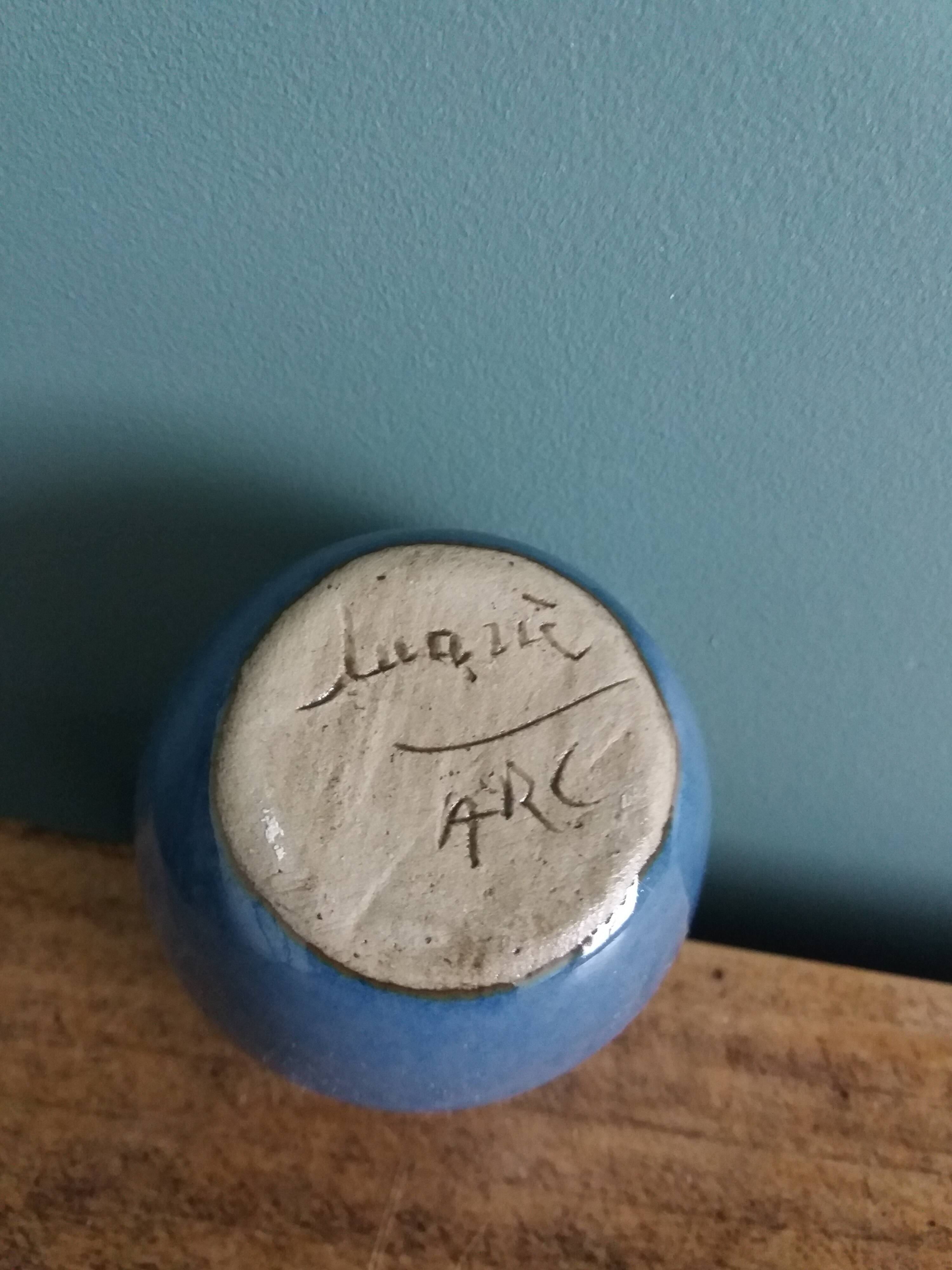 Signed ball vase, handmade ceramic