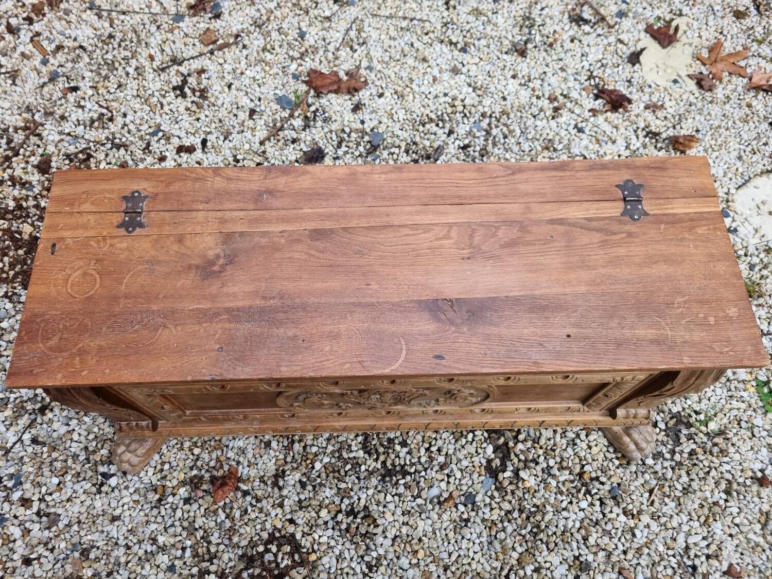 Wooden chest with lion paws
