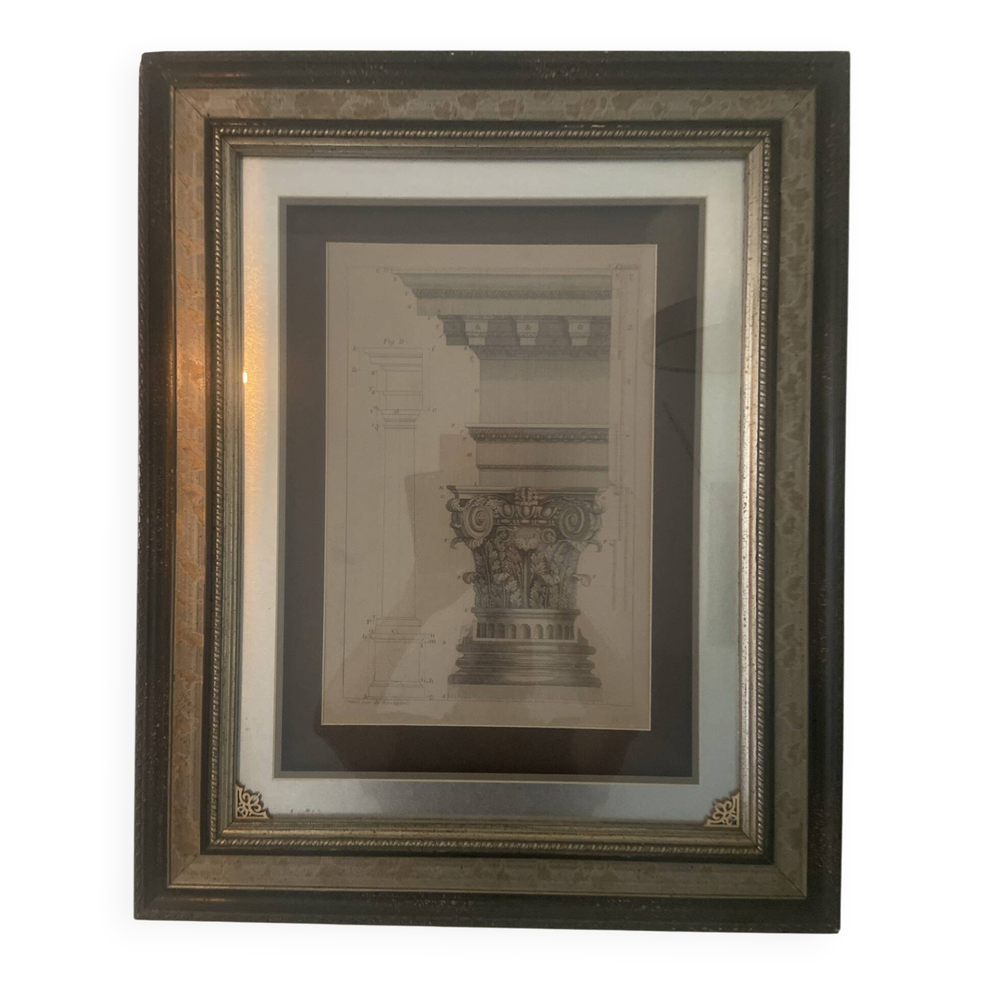 Gravure d’architecture ancienne — Chapiteau classique — Encadrement re