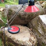 Lampe chevet bureau vintage rouge et chrome années 60