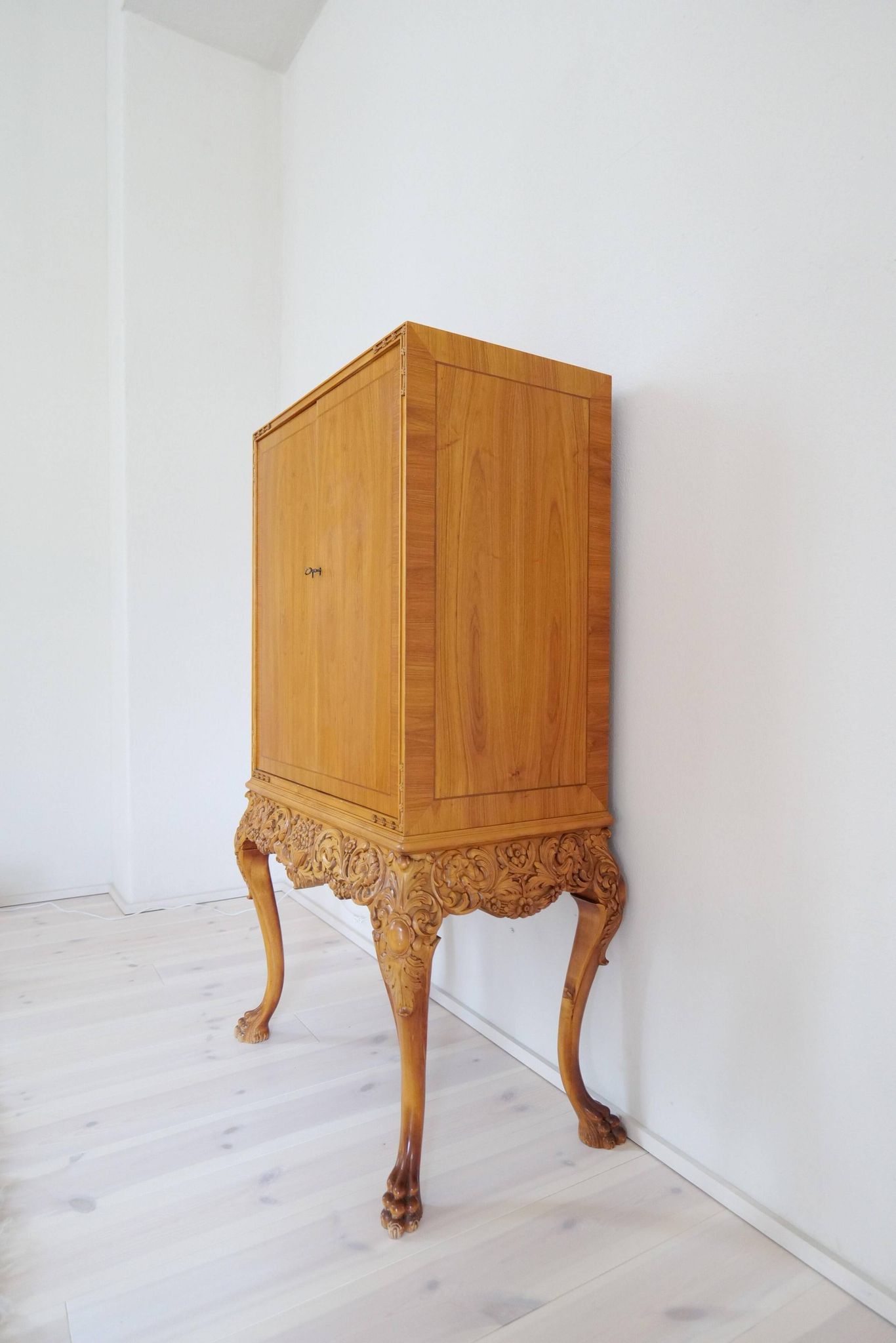 Mid-century modern artisan wardrobe in elm, Sweden, 1940s.