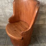 Scandinavian Swedish pine log stump chair "kubbstol" 1970s