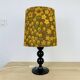 Black turned wood lamp seventies flower lampshade