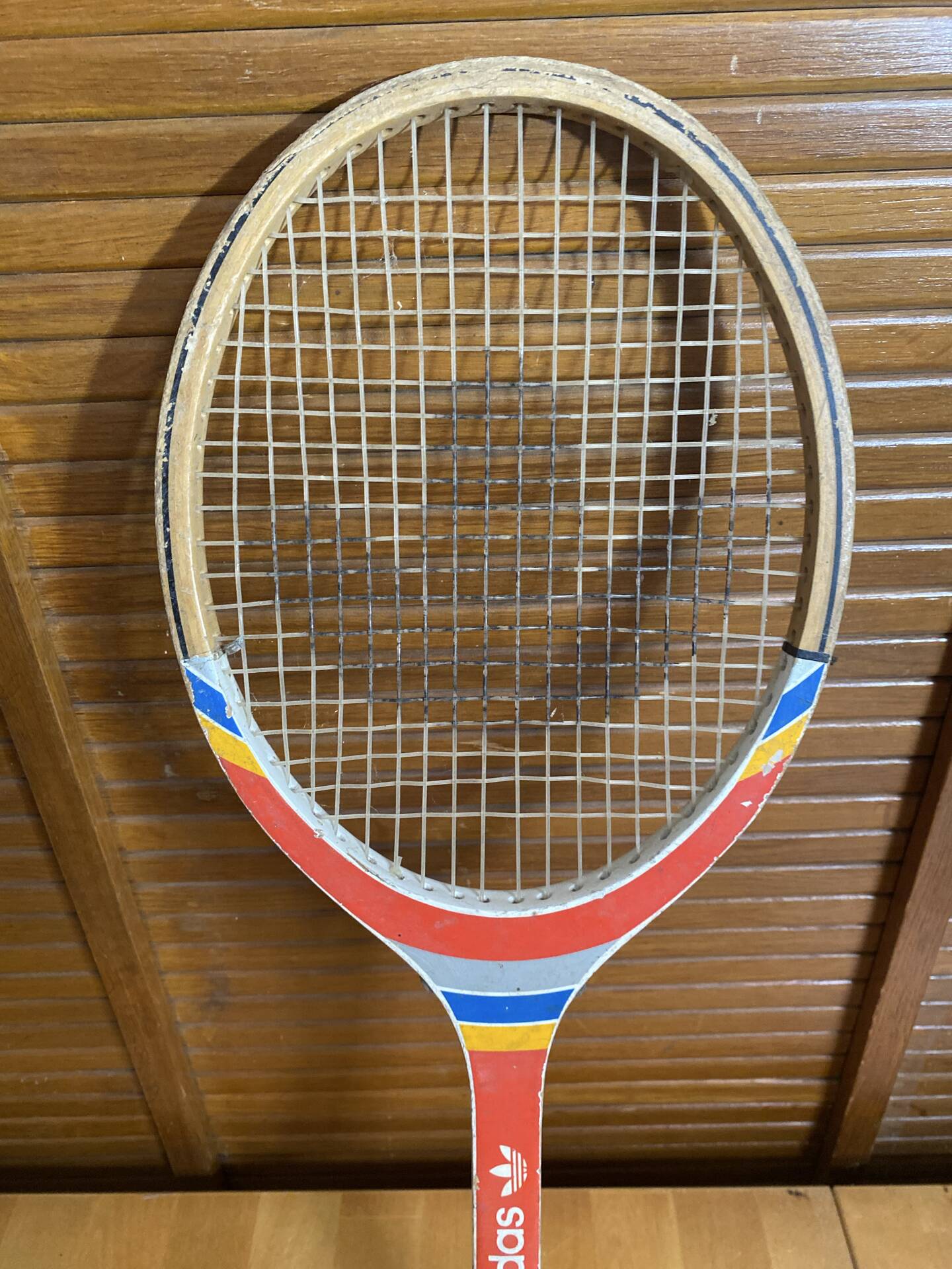Vintage ADIDAS Cadet Wooden Tennis Racket + Sports Cover #E24