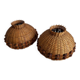 Pair of vintage wicker lampshades