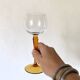 Vintage stemmed glasses, green or amber stem