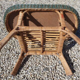Coffee table vintage in two-tone rattan