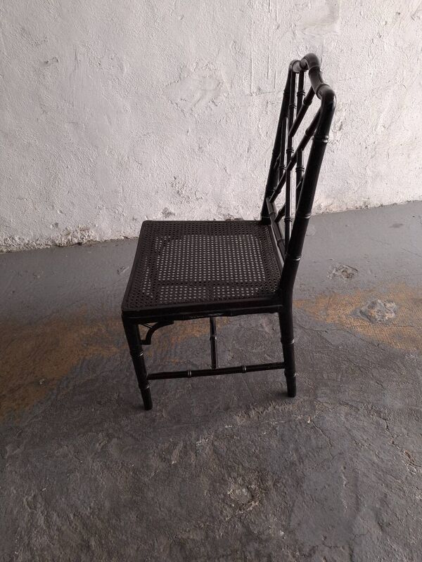 Chaise chippendale en bois laqué noir imitant le bambou, Jonathan Adler